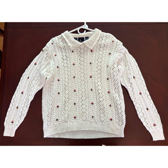 Vintage 90s Cottagecore Liz Sport Floral Embroidered Sweater Size Small - Picture 11 of 14